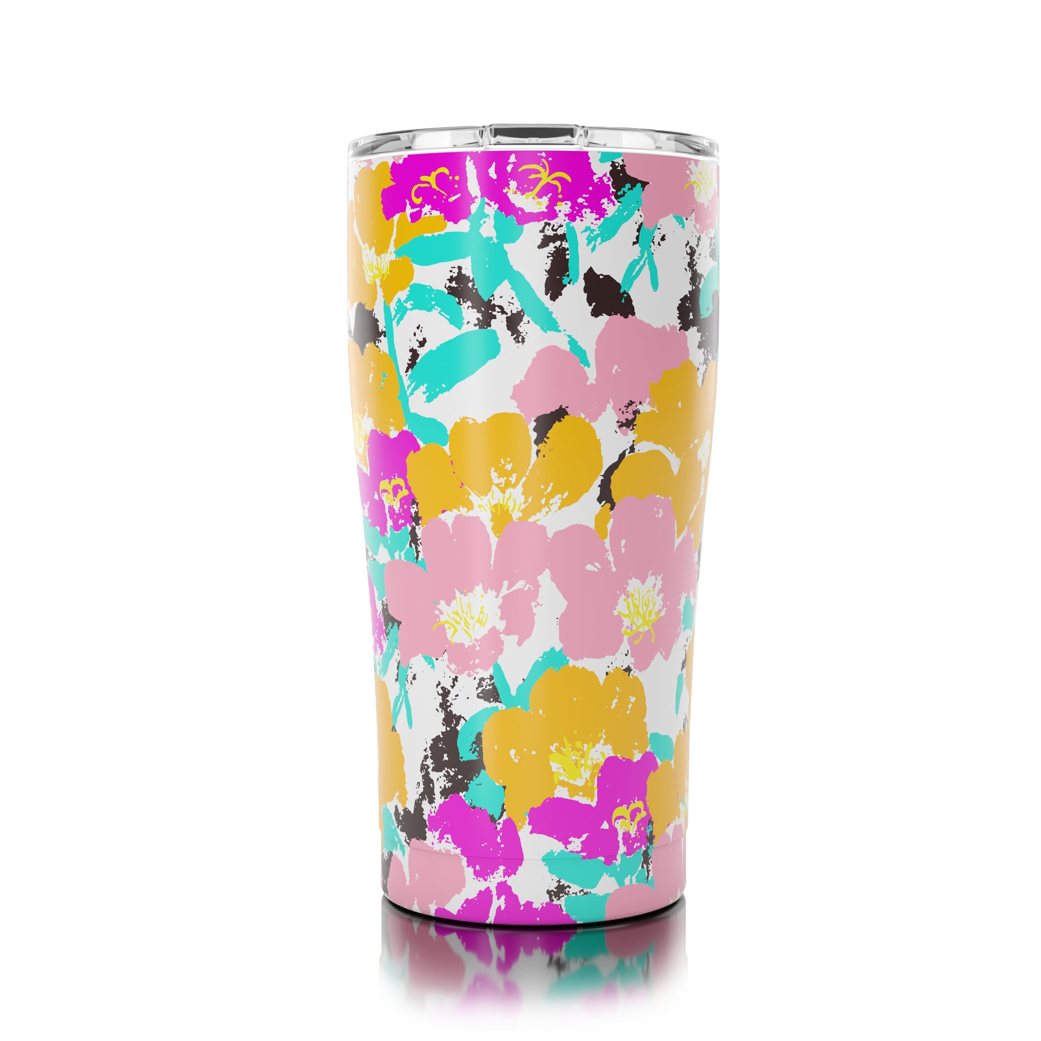 20 oz. Black & Pink Flowers ( 12 pack )