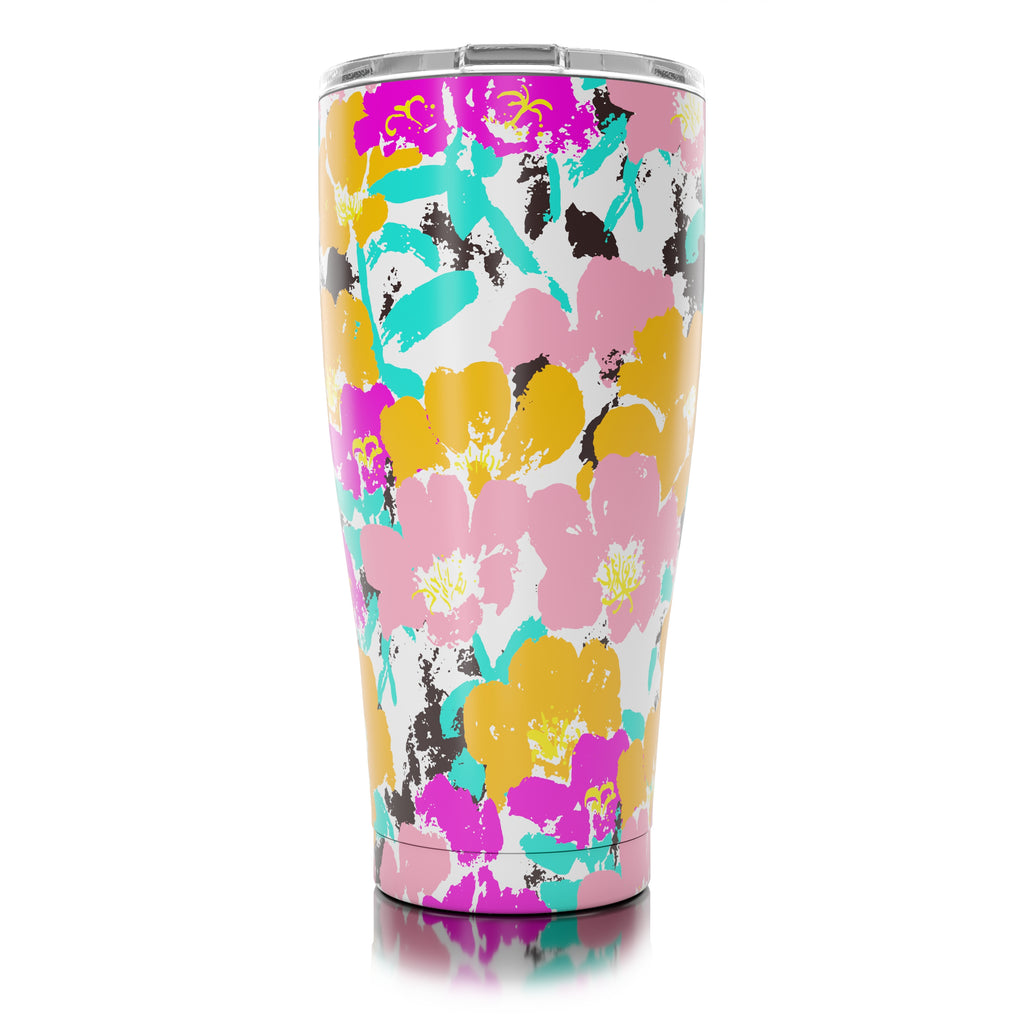 30 oz. Black & Pink Flowers ( 12 pack )