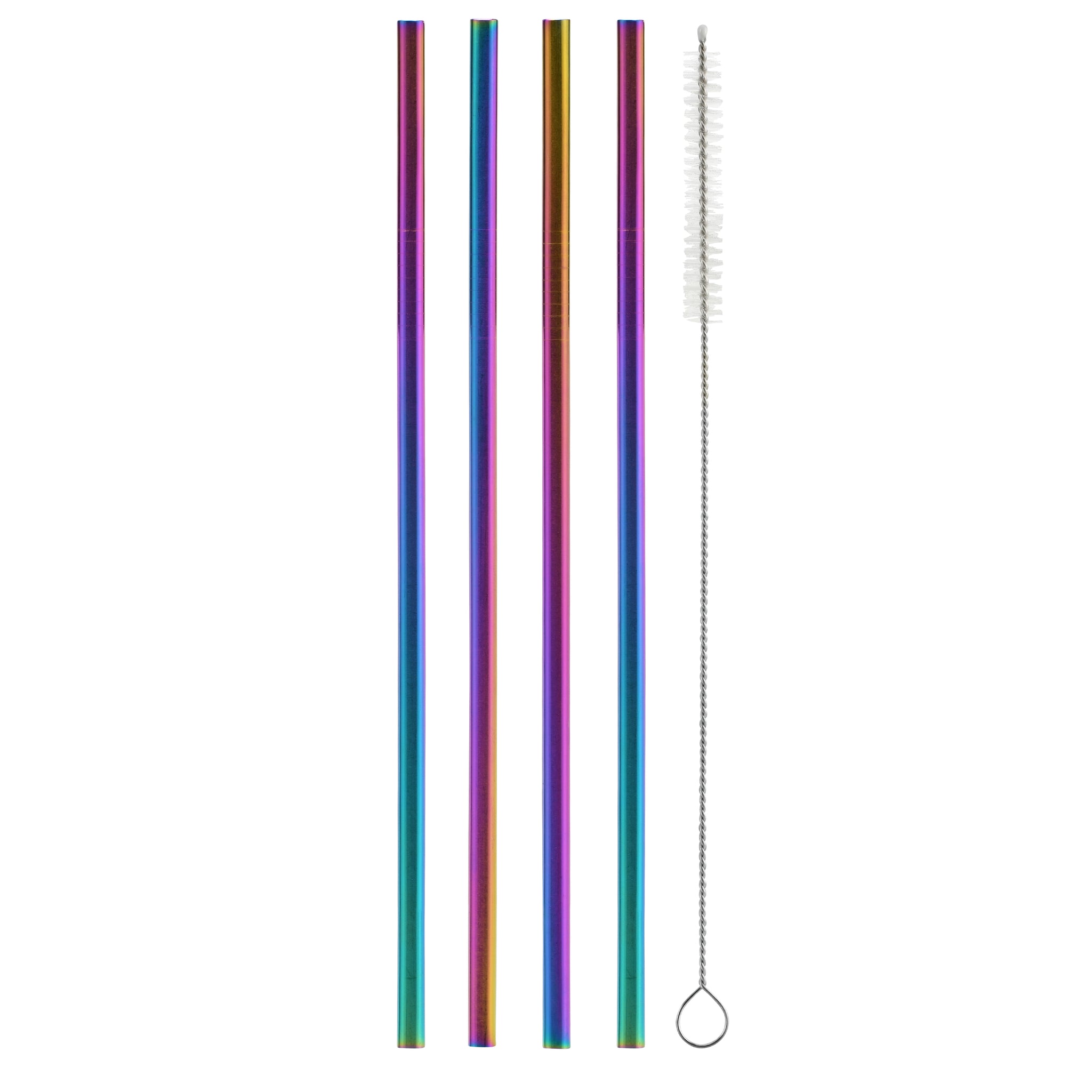 Straight Metallic Rainbow Stainless Steel Straws (40 pack)