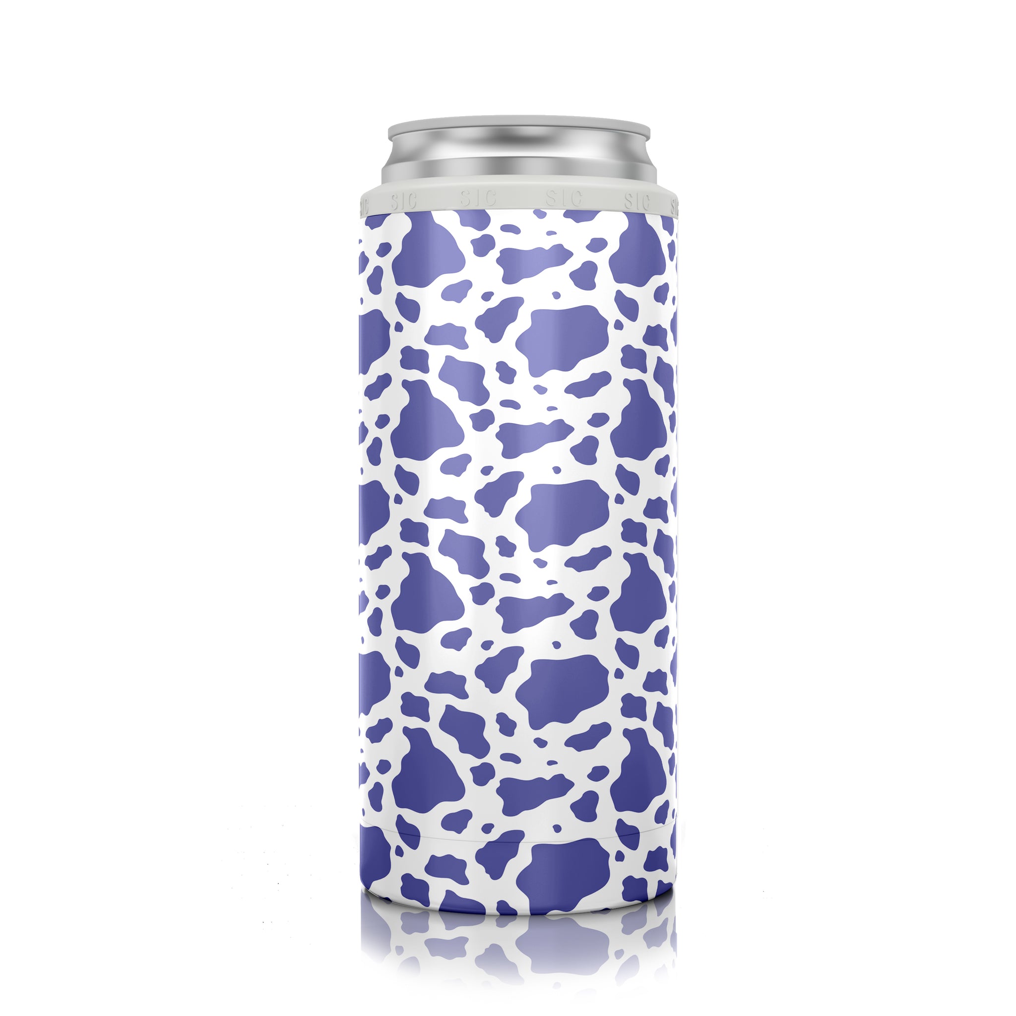 Slim Can Cooler Purple cow print ( 12 pack )
